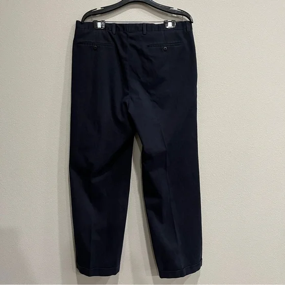 Burberry London navy blue pleated front pants size 36 x 28.5 stretch slacks - Picture 9 of 10